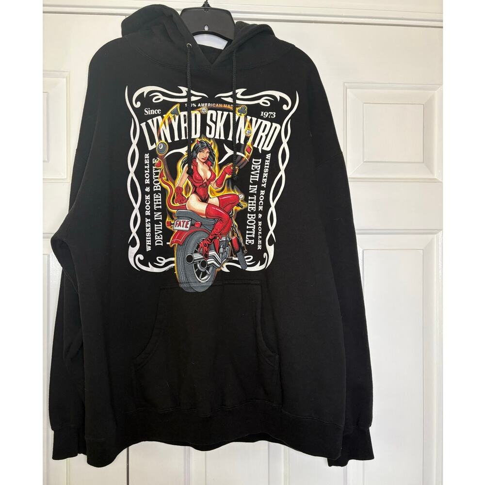 Lynyrd Skynyrd Motorcycle Devil XL Black Long Sleeve Pullover Hoodie Sweatshirt